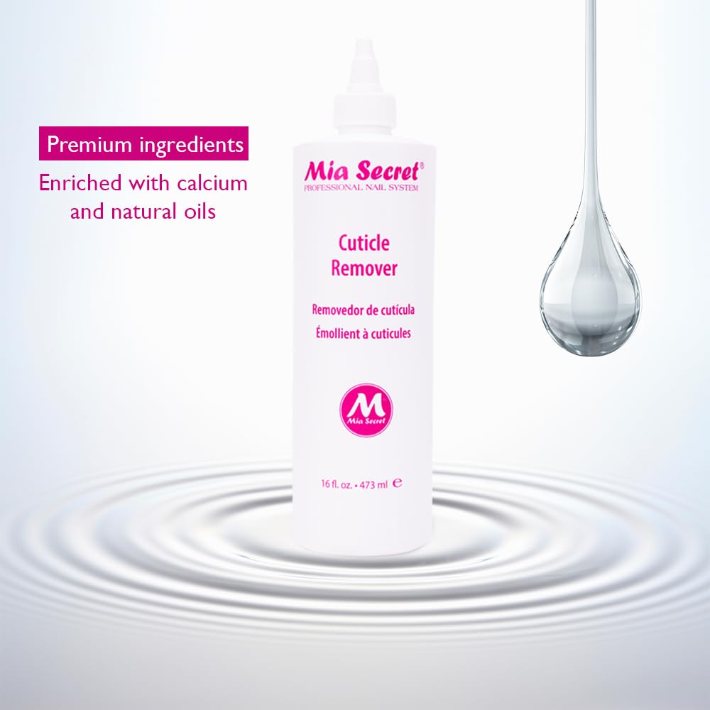 Salon professional using Mia Secret remover for efficient cuticle prep during manicure.