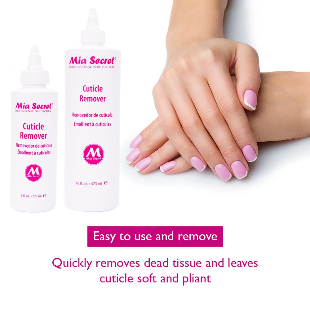 Closeup of softened cuticle edge after Mia Secret application.