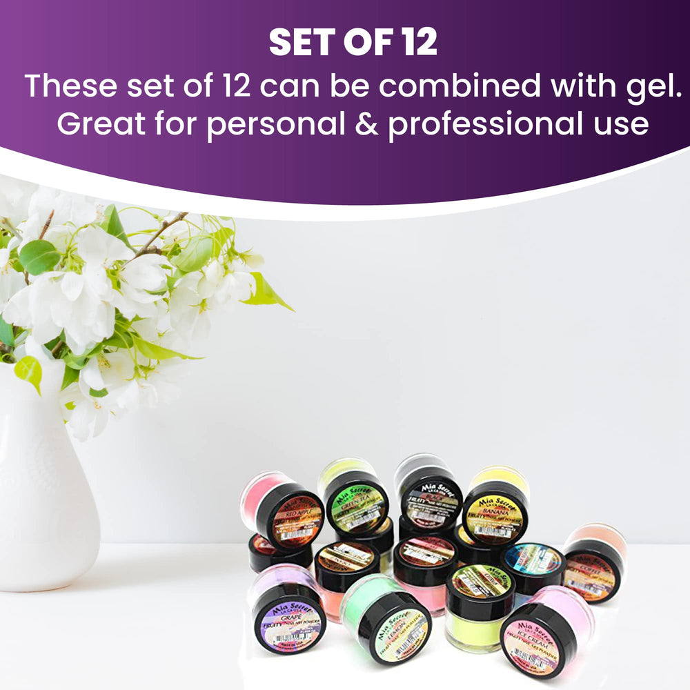 Mia Secret Fruity Collection nail art setup showcases color variety for creative projects.
