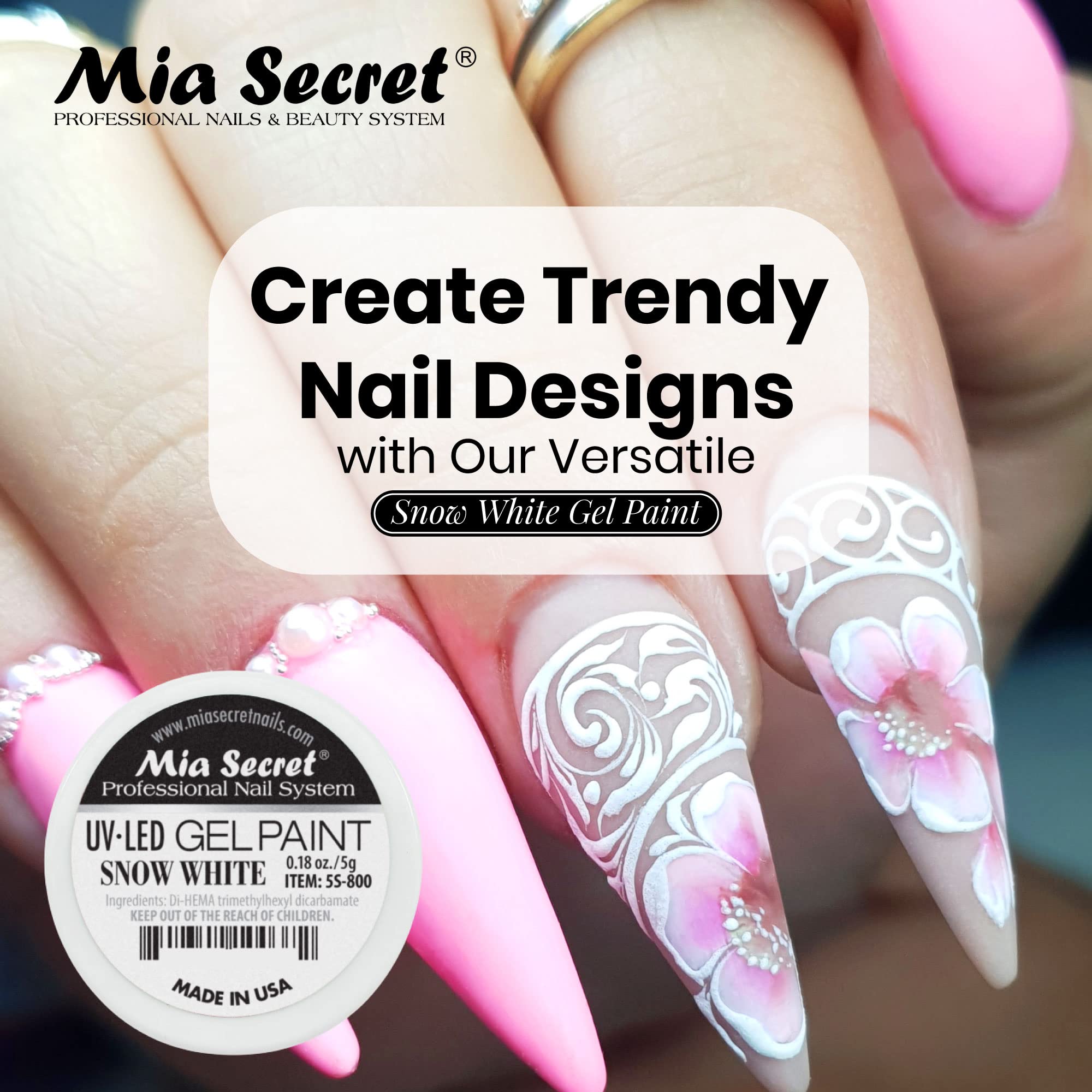Mia Secret Snow White gel paint brush applying even color.