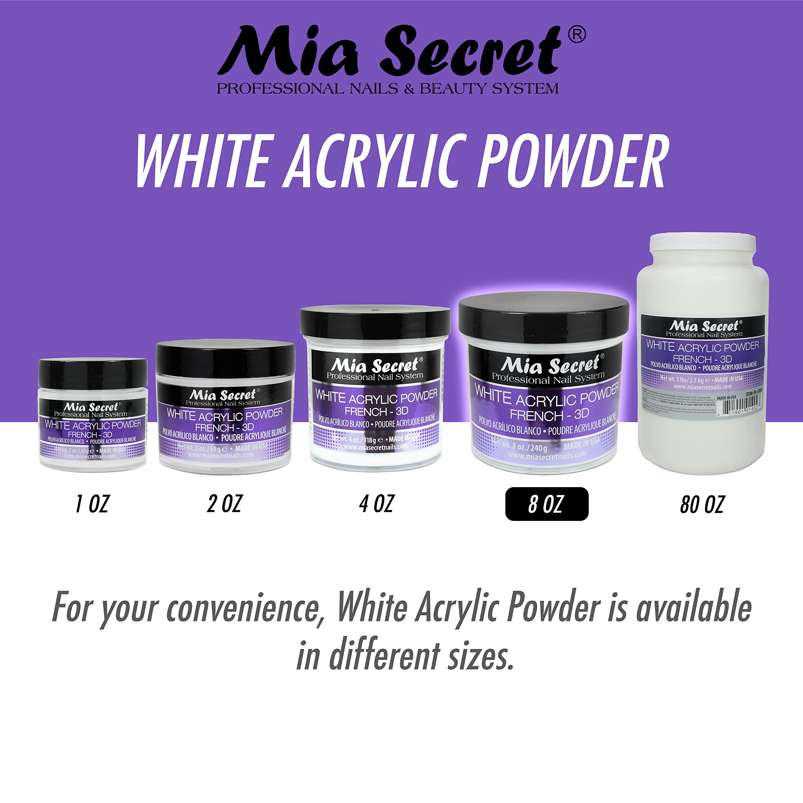 Mia Secret White Acrylic Powder used to sculpt 3D nail art with clean lines.
