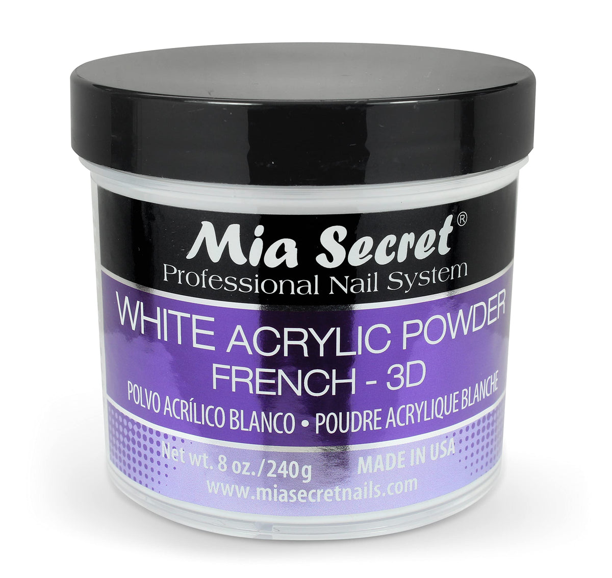 Mia Secret White Acrylic Powder bottle for precise 3D nail art.
