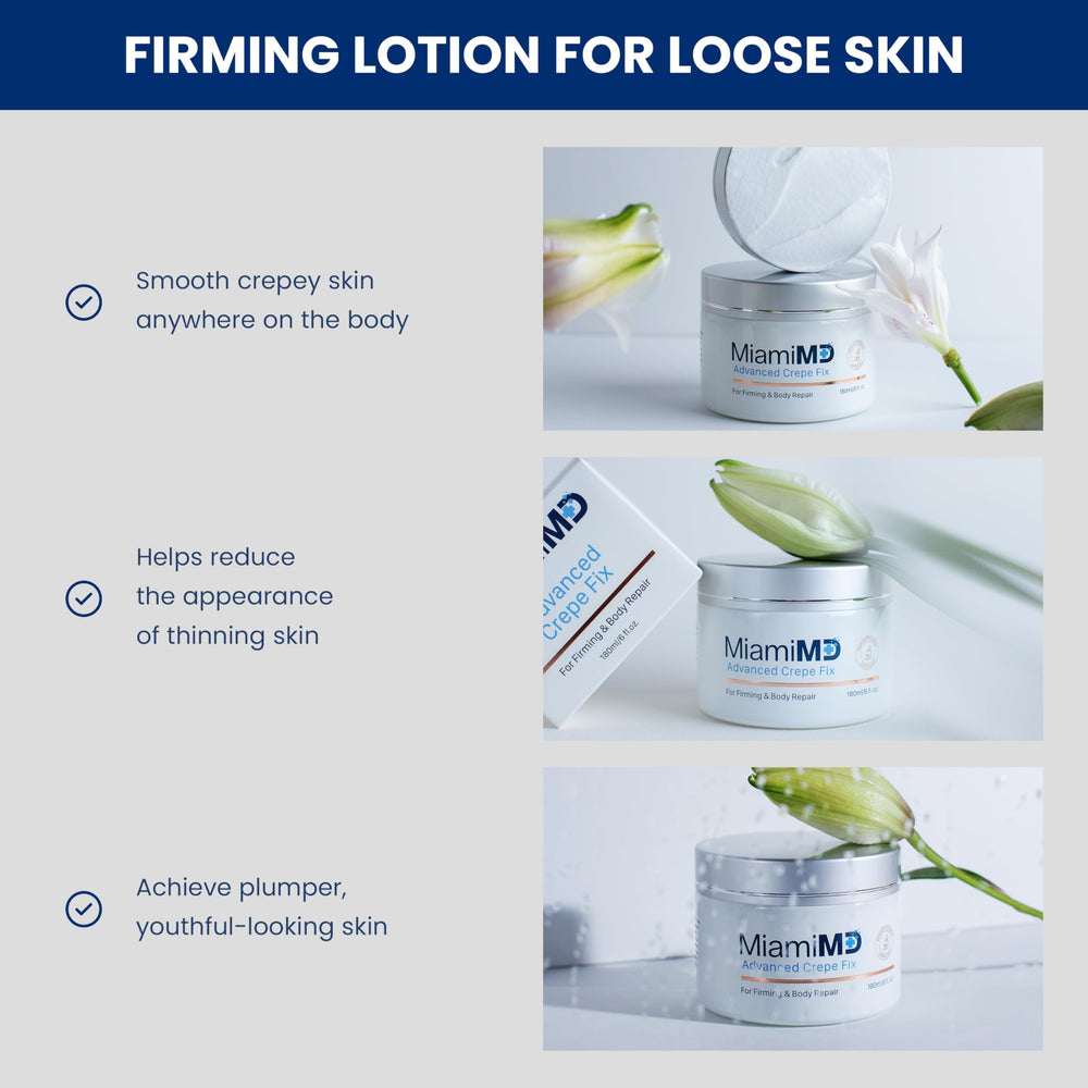 MiamiMD Advanced Crepe Fix application-steps guide for daily morning and evening use.