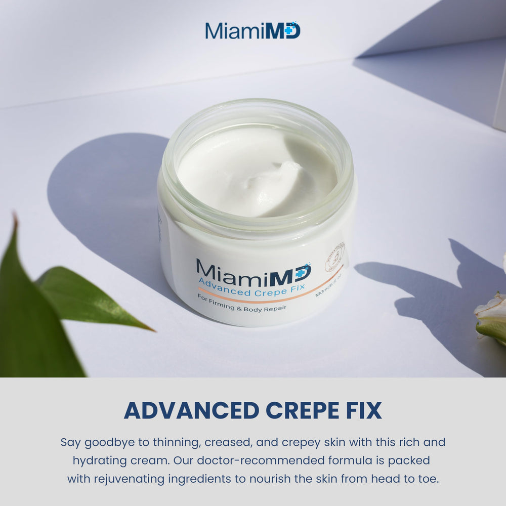 MiamiMD Advanced Crepe Fix cream swirl highlighting rich hydration for smoother skin