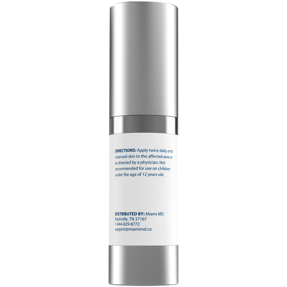 Texture of MiamiMD serum on skin indicating lightweight, blendable formula for even tone.