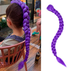 Mibeke Purple Braids Pony Tail 26-inch front view with clip-in ease and vibrant color