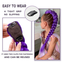 Mibeke Purple Braids Pony Tail 26-inch worn on model for bold cosplay look
