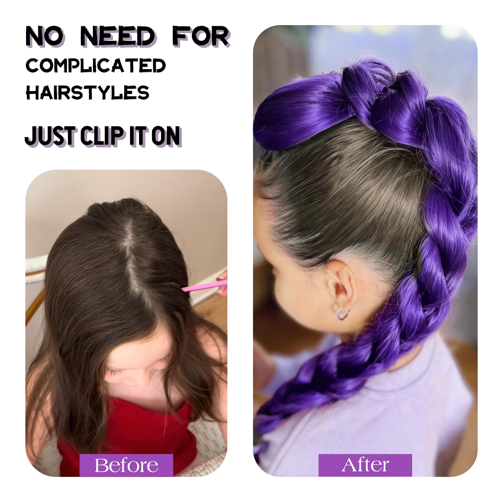 Mibeke Purple Braids Pony Tail 26-inch stage look for dramatic styling