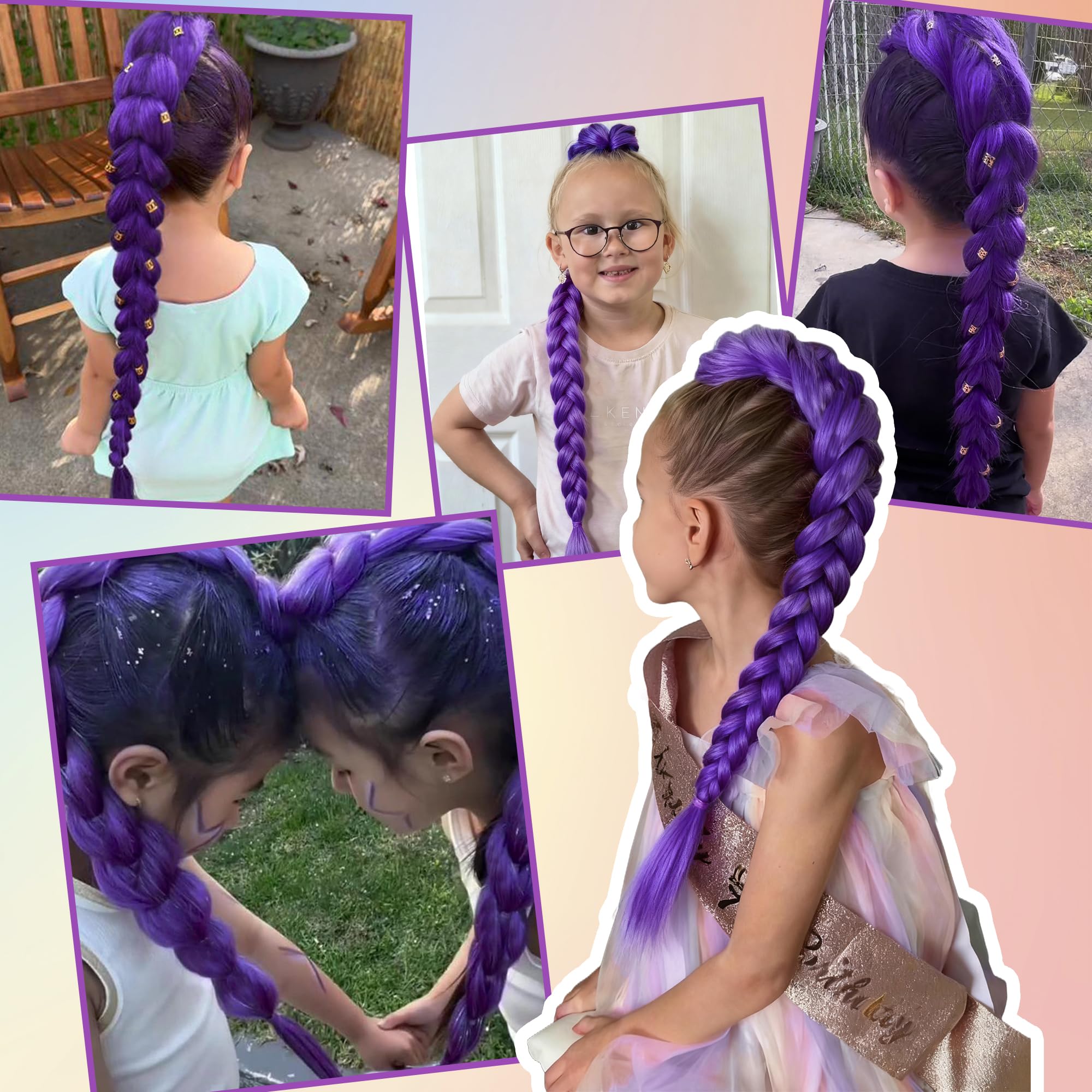 Mibeke Purple Braids Pony Tail 26-inch texture and length for drama