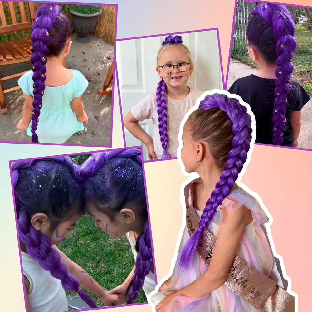 Mibeke Purple Braids Pony Tail 26-inch texture and length for drama