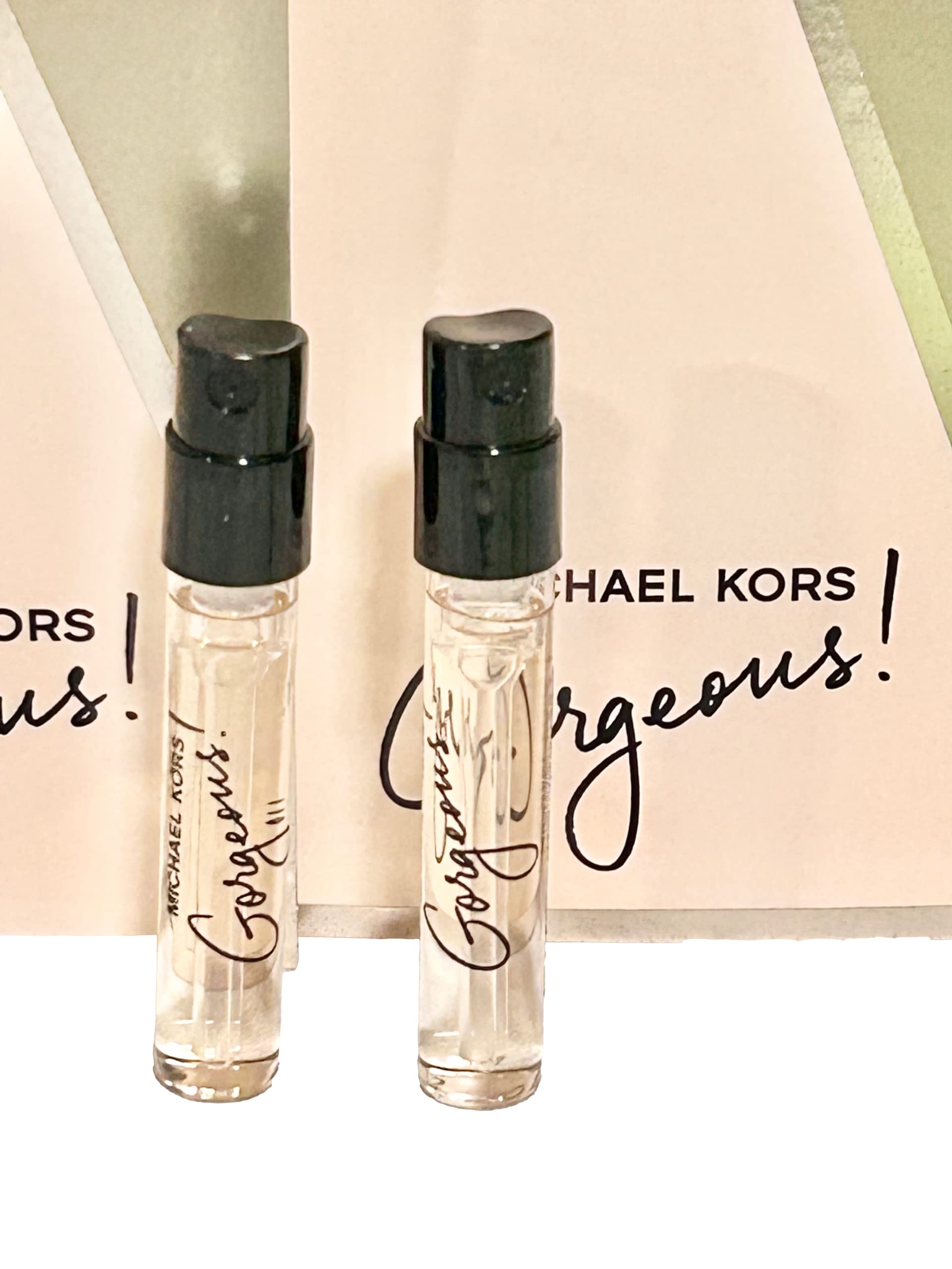 Close-up of Michael Kors Gorgeous EDP test kit for convenient fragrance testing