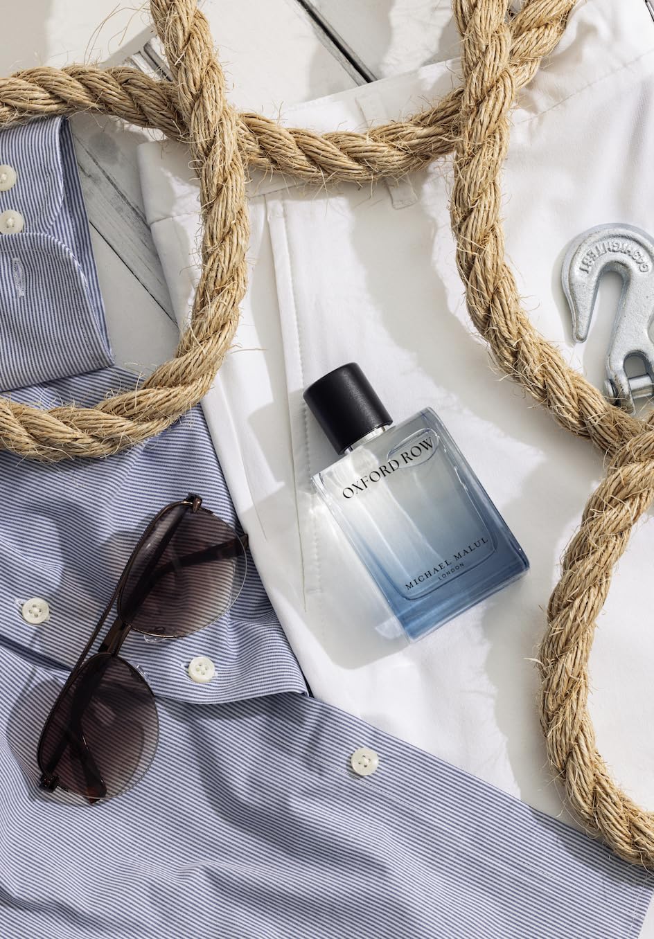 Michael Malul Oxford Row spray action highlights easy, everyday application.