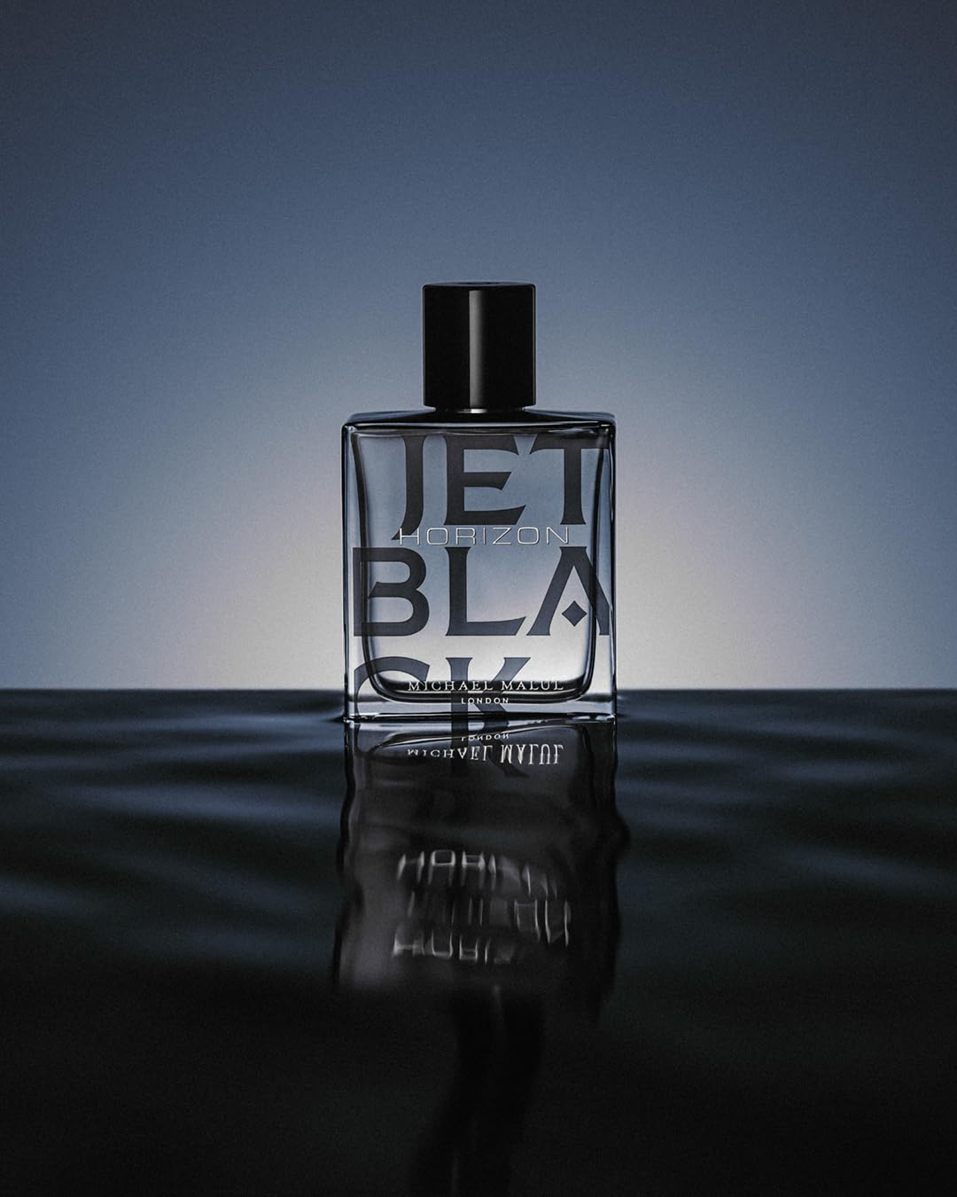 Michael Malul Jet Black Horizon fragrance splash, fresh and confident vibes