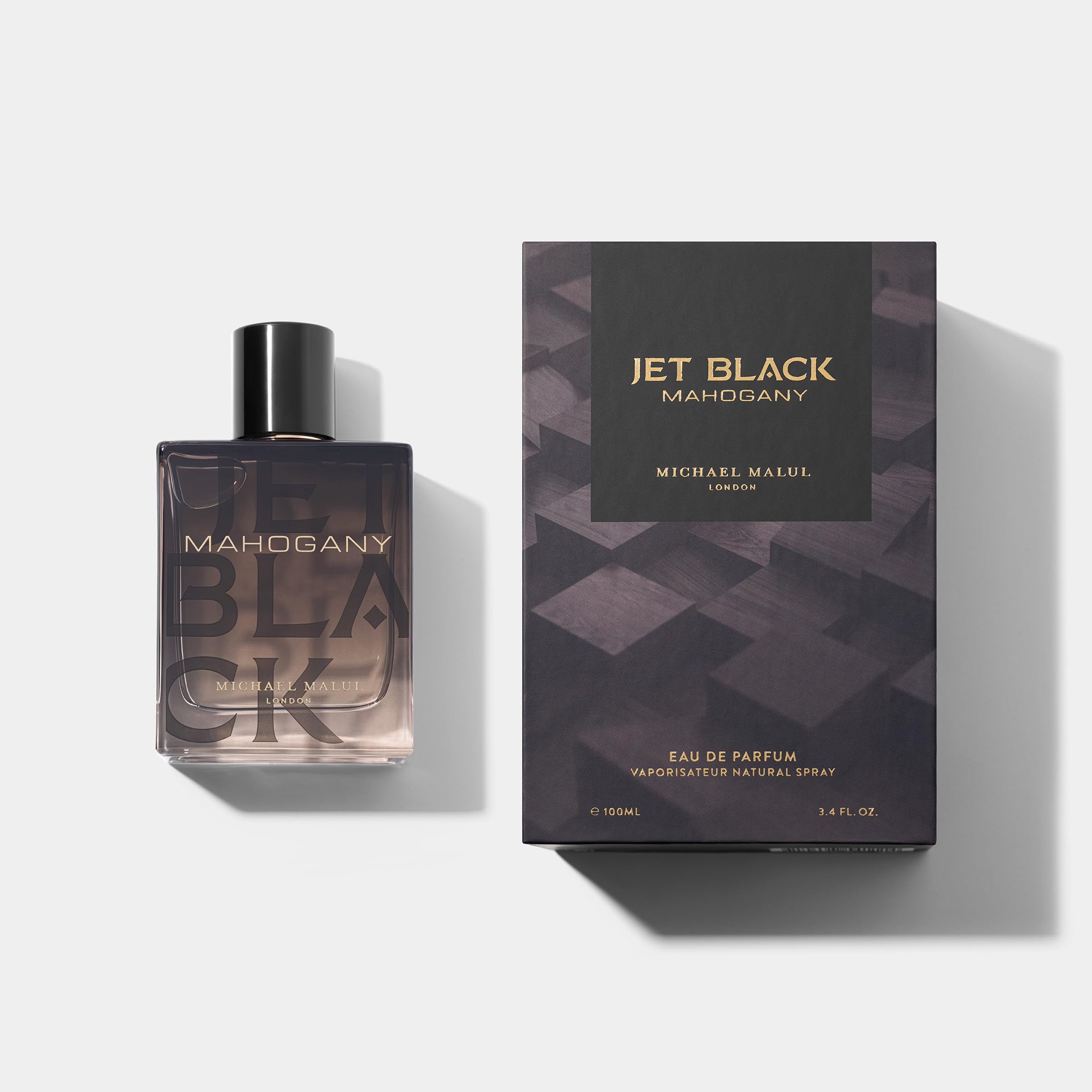 Packaging box of Michael Malul Jet Black Mahogany offers premium unboxing appeal