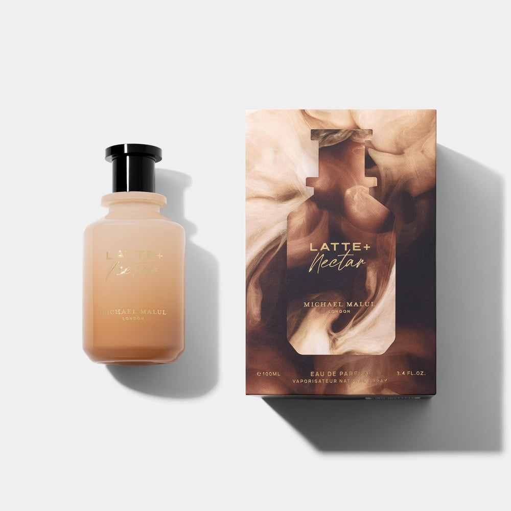 Michael Malul Latte+Nectar box front signals gift-ready presentation.