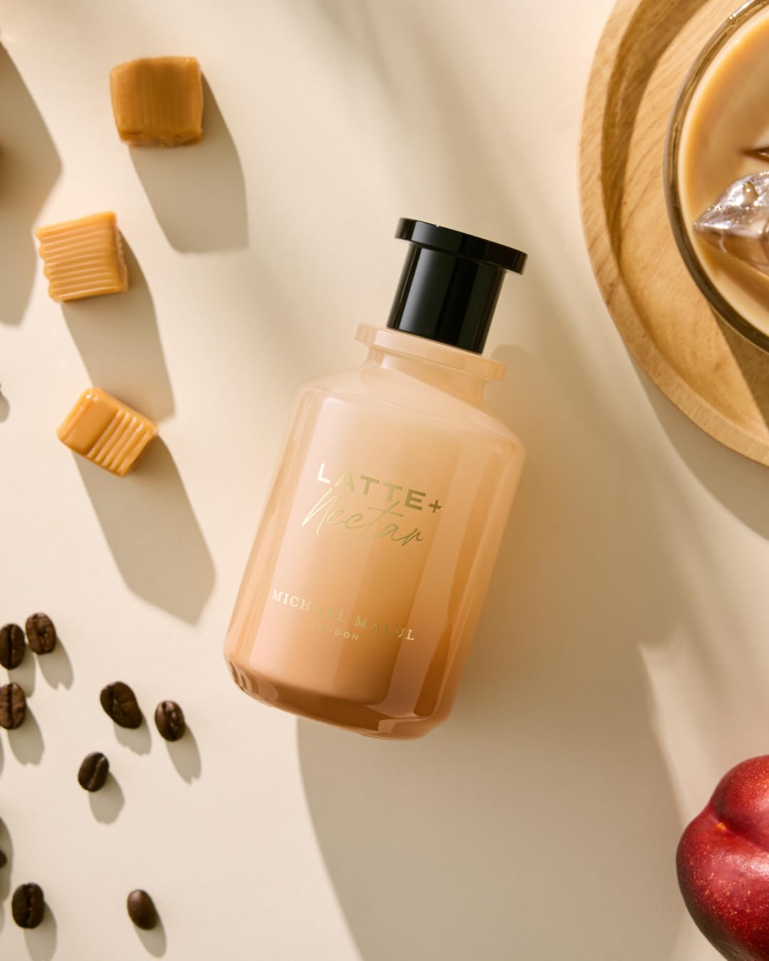 Michael Malul Latte+Nectar label detail highlights luxury branding.
