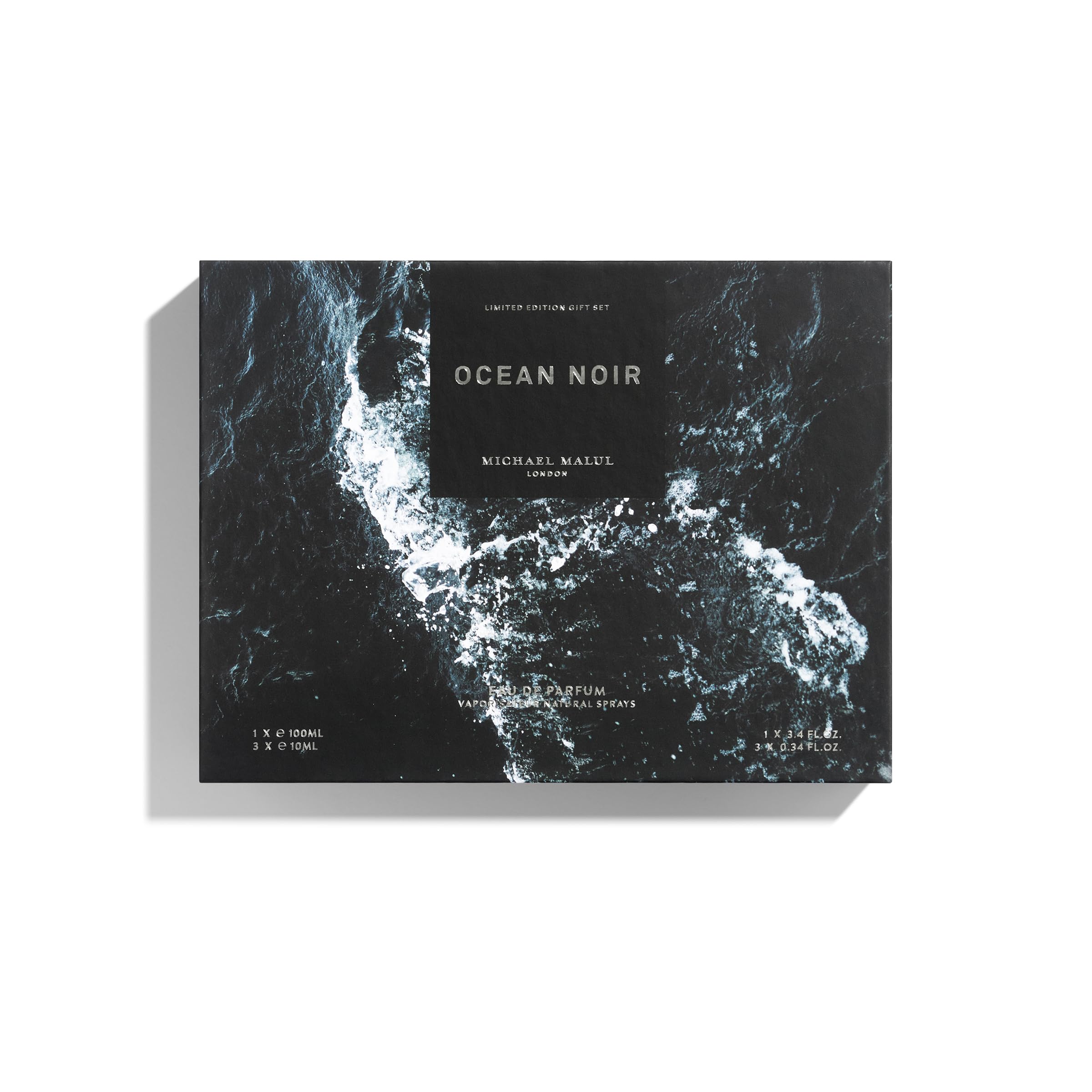 Michael Malul Ocean Noir bottle front view, ideal for daily wear.
