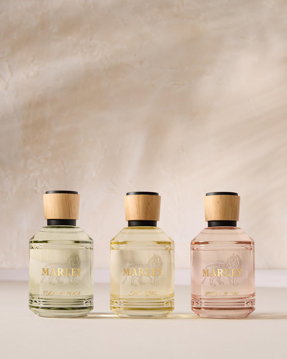 Michael Malul Place of Peace vanity-display emphasizes elegant fragrance on a dresser.