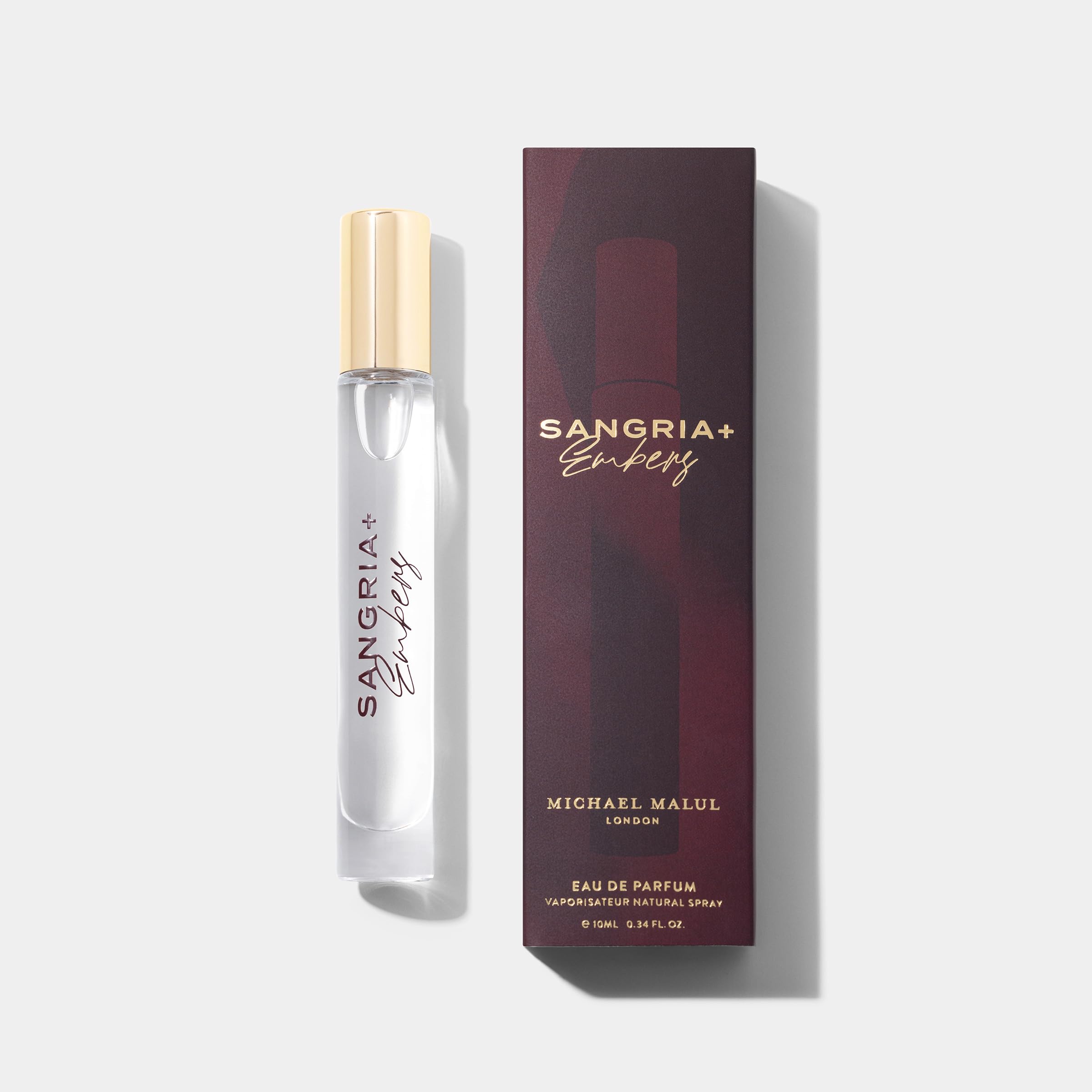 Michael Malul Sangria+Embers travel bottle compact design for on-the-go scent.