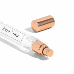 Michael Malul Terra Nova bottle close-up showing label and cap for premium travel touch-ups