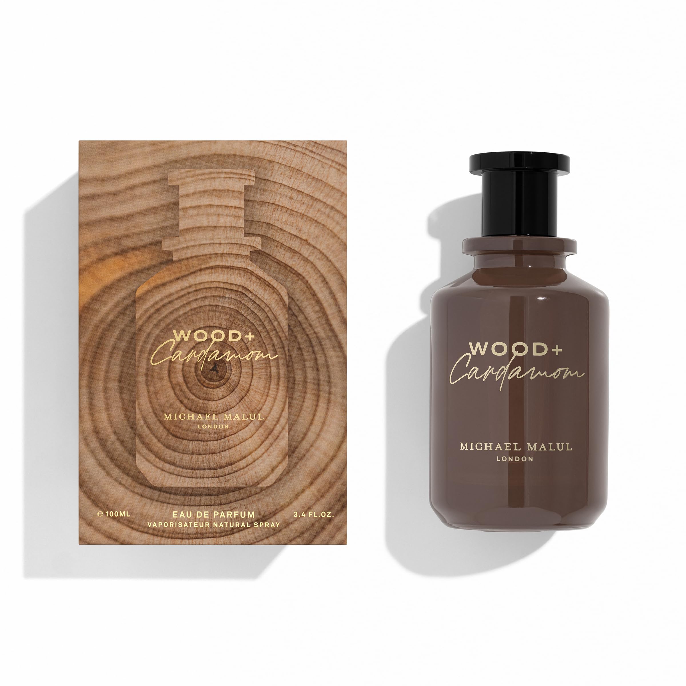 Michael Malul Wood + Cardamom EDP bottle cap close-up.