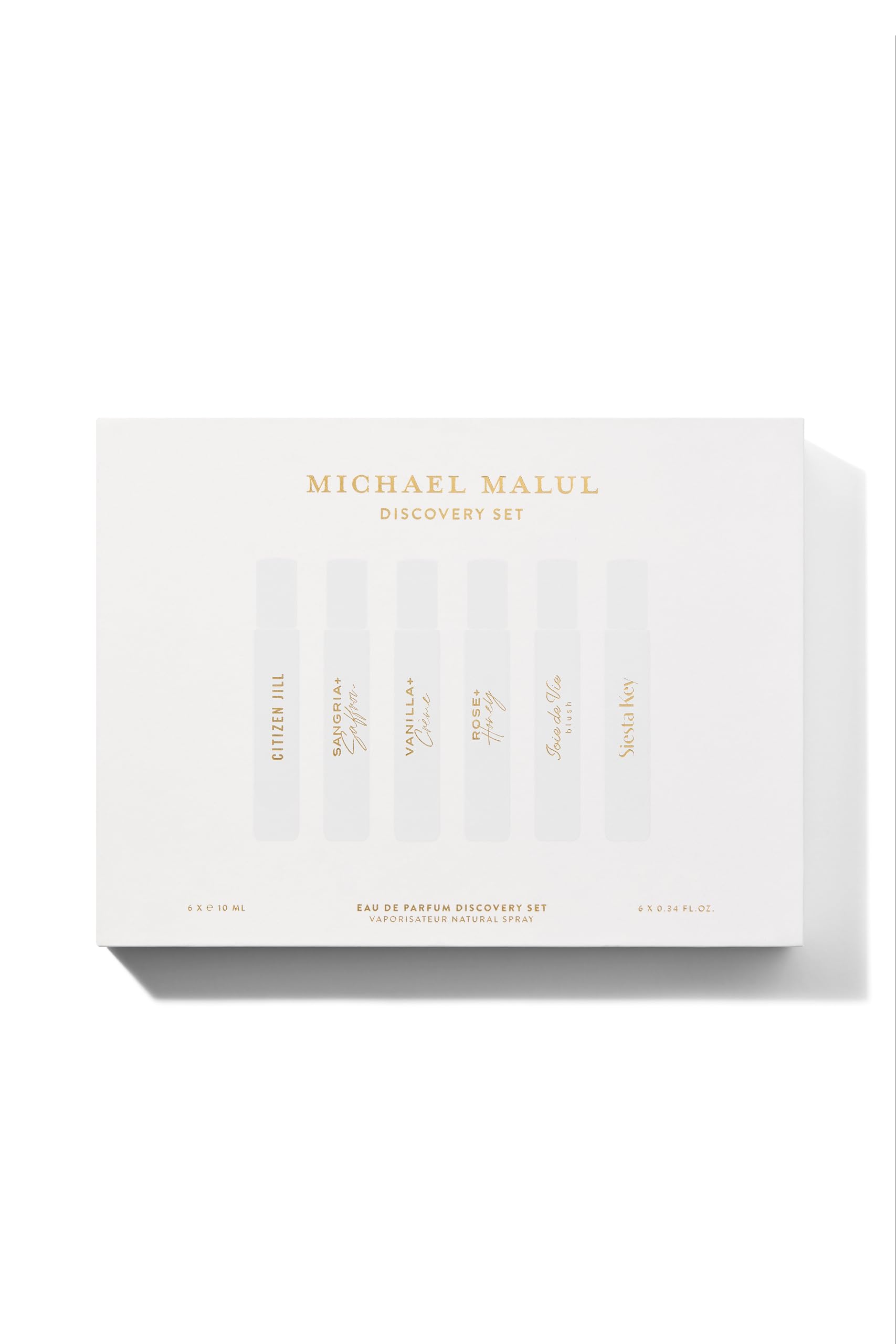 Michael Malul travel-size bottles lineup for on-the-go testing.