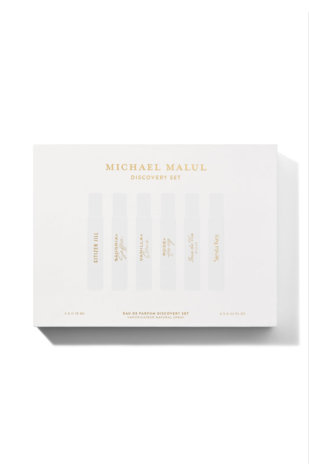 Michael Malul travel-size bottles lineup for on-the-go testing.