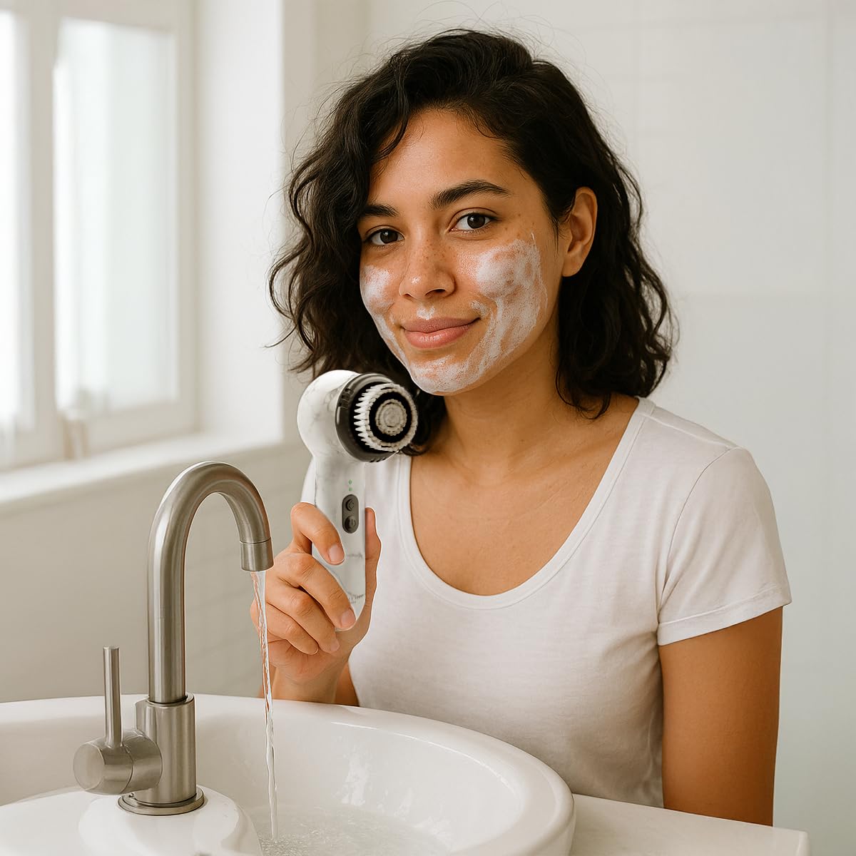 Michael Todd Soniclear Allure 4-speed dial for customizable cleansing intensity.