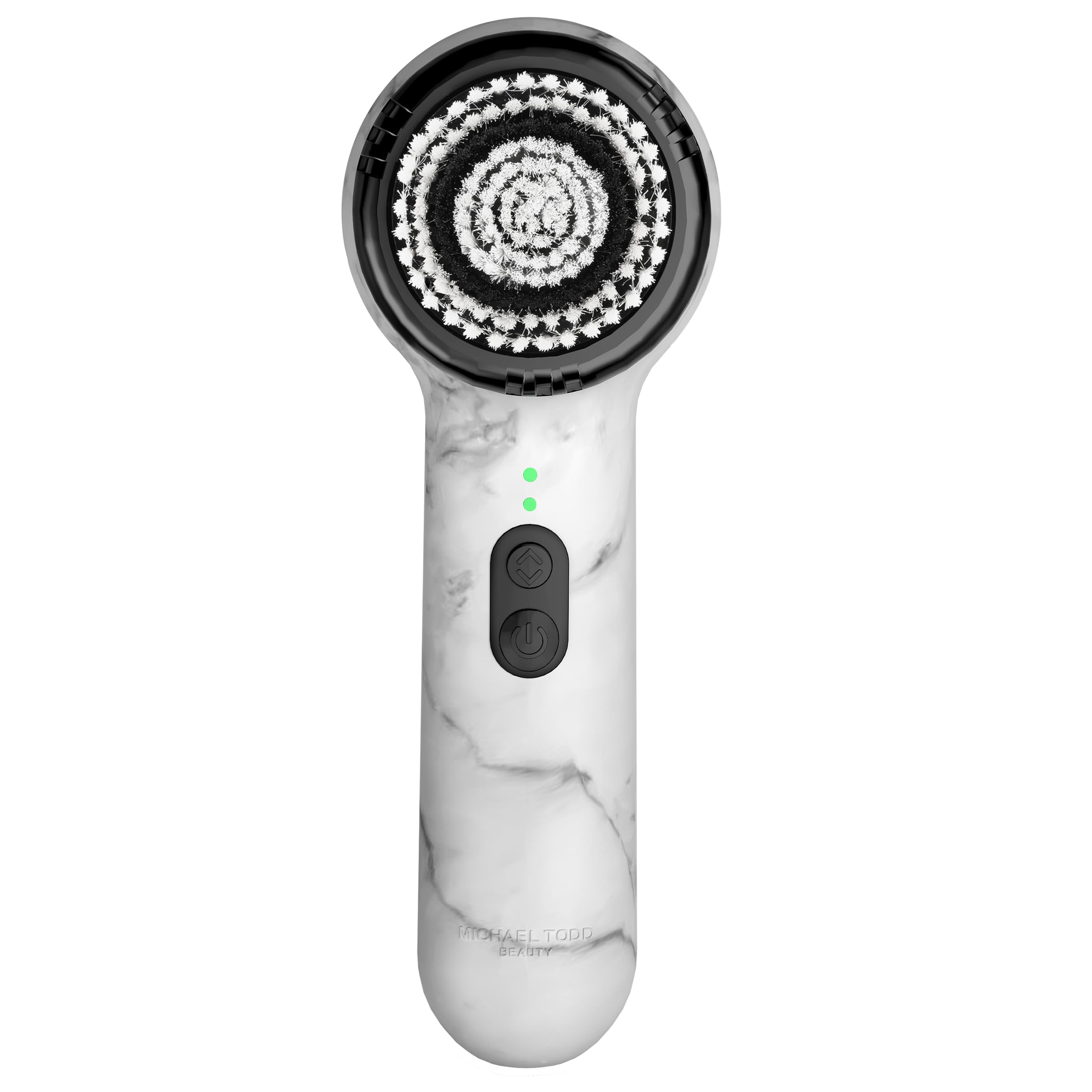 Michael Todd Soniclear Allure facial brush head closeup emphasizing antimicrobial protection.