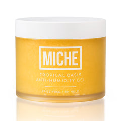 MICHE Beauty anti-humidity gel bottle showcases frizz-control for all curls.