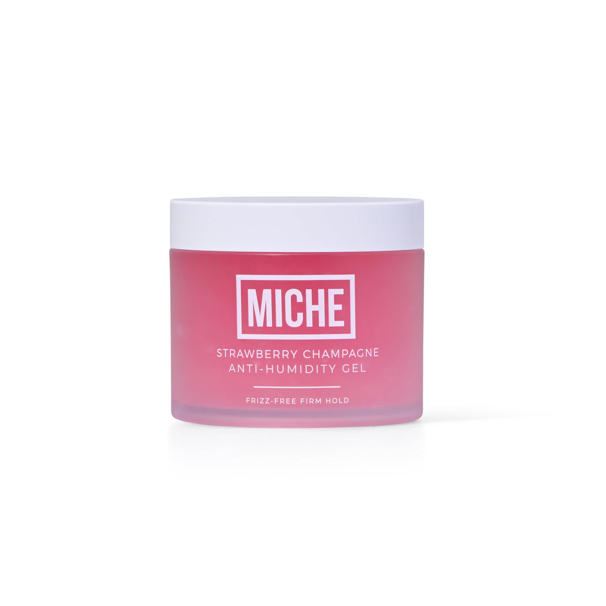 Miche Beauty Anti-Humidity Gel bottle application shows firm hold for defined curls.