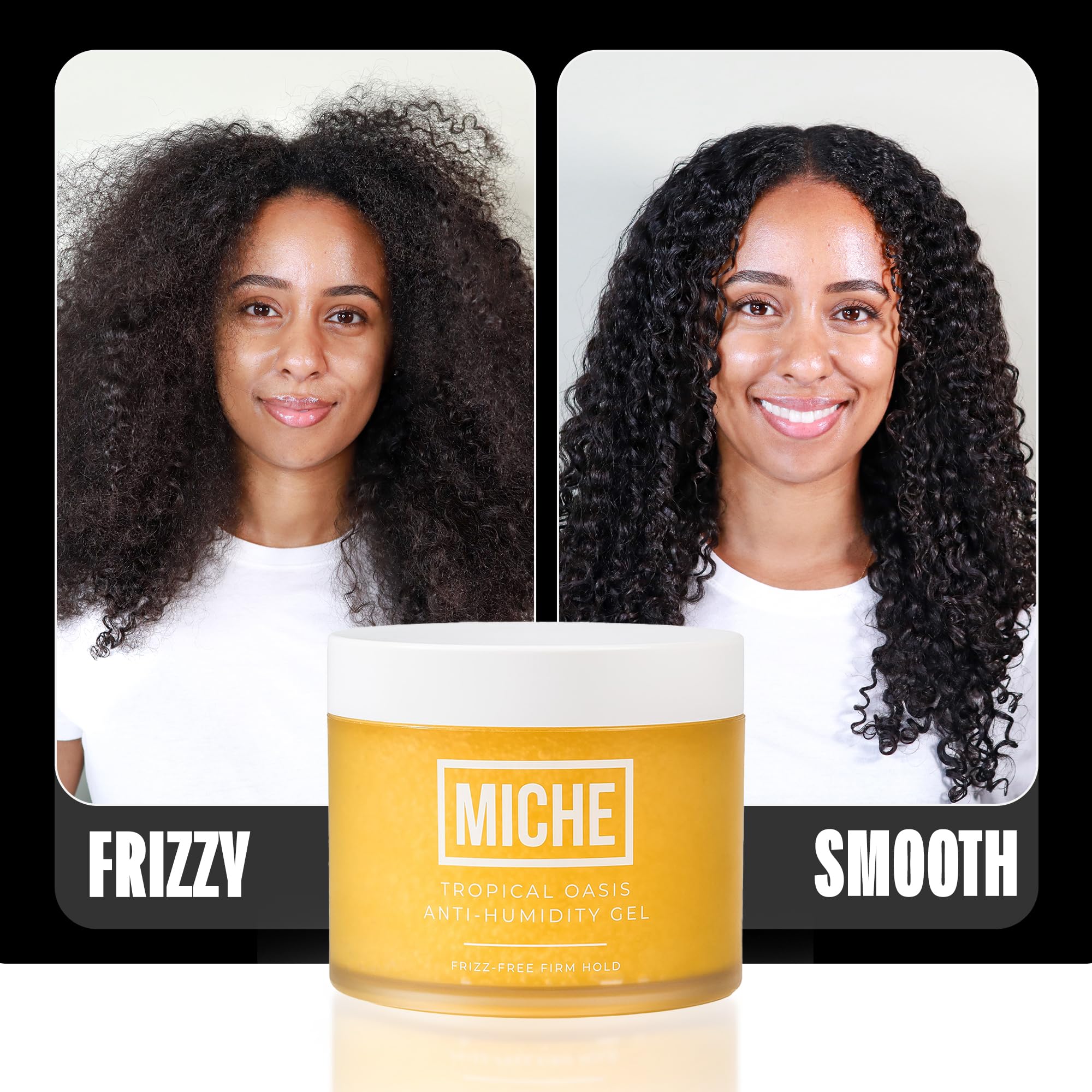 MICHE Beauty humid-weather hold demonstrates frizz control in heat.