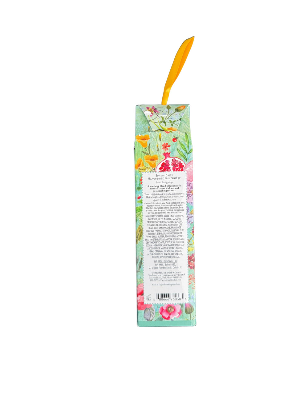 Close-up of Michel Design Works hand cream texture showing fast-absorbing moisture.