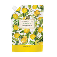 Michel Design Works Lemon Basil foam refill packaging for convenient kitchen use.