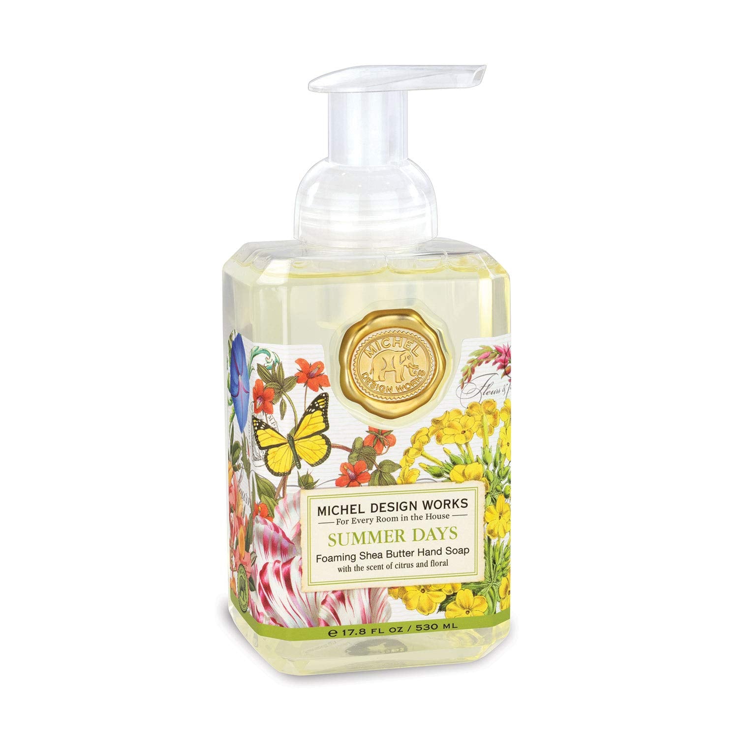 Michel Design Works Summer Days foaming hand soap pump dispenser for soft, refreshed hands.