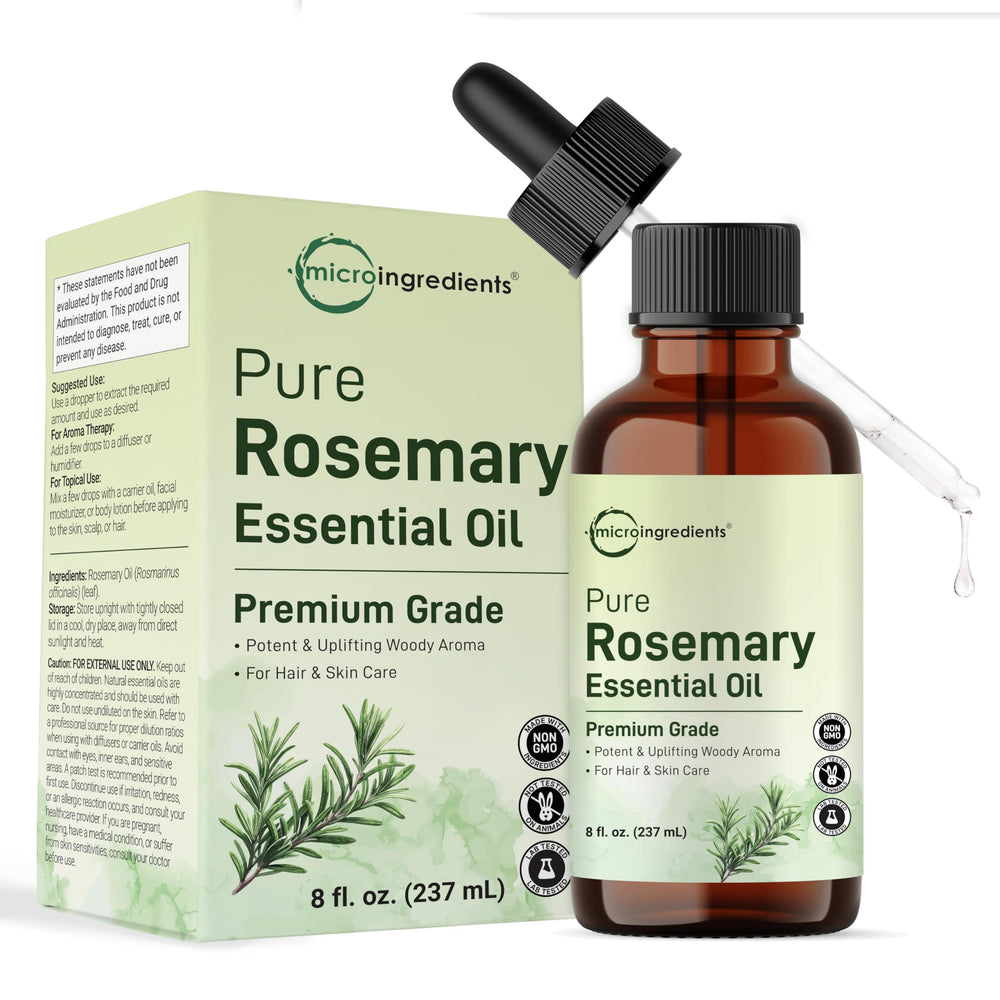 Micro Ingredients Rosemary Essential Oil bottle ready for diffusion or DIY blends.