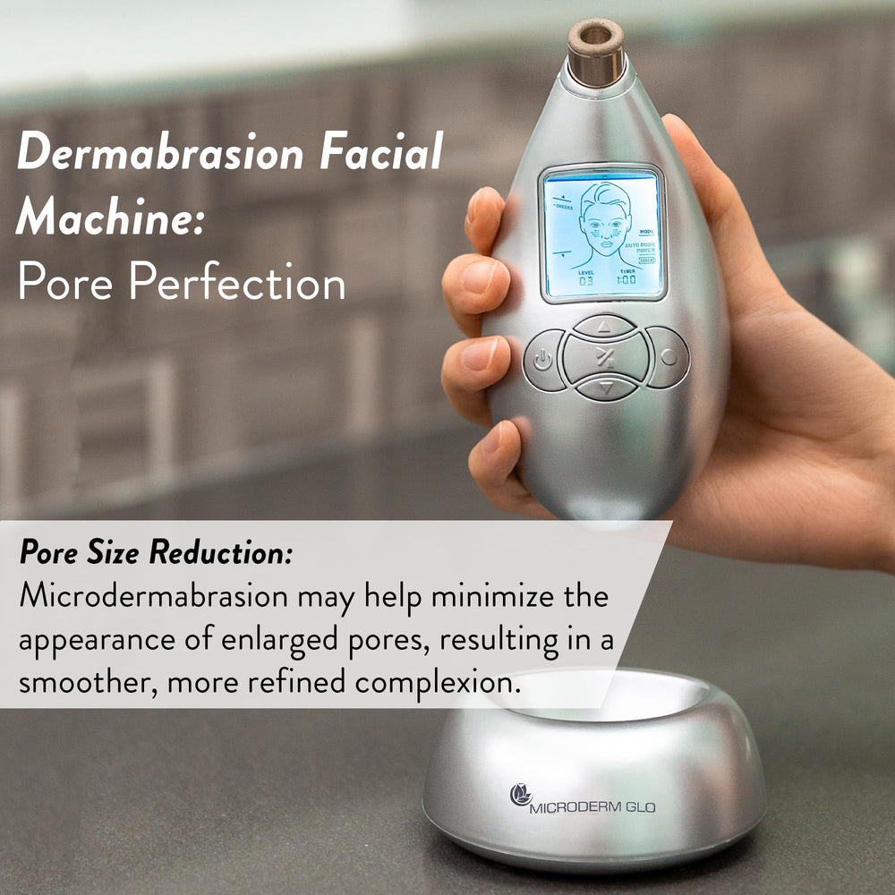 Microderm GLO at-home treatment in progress on cheek.
