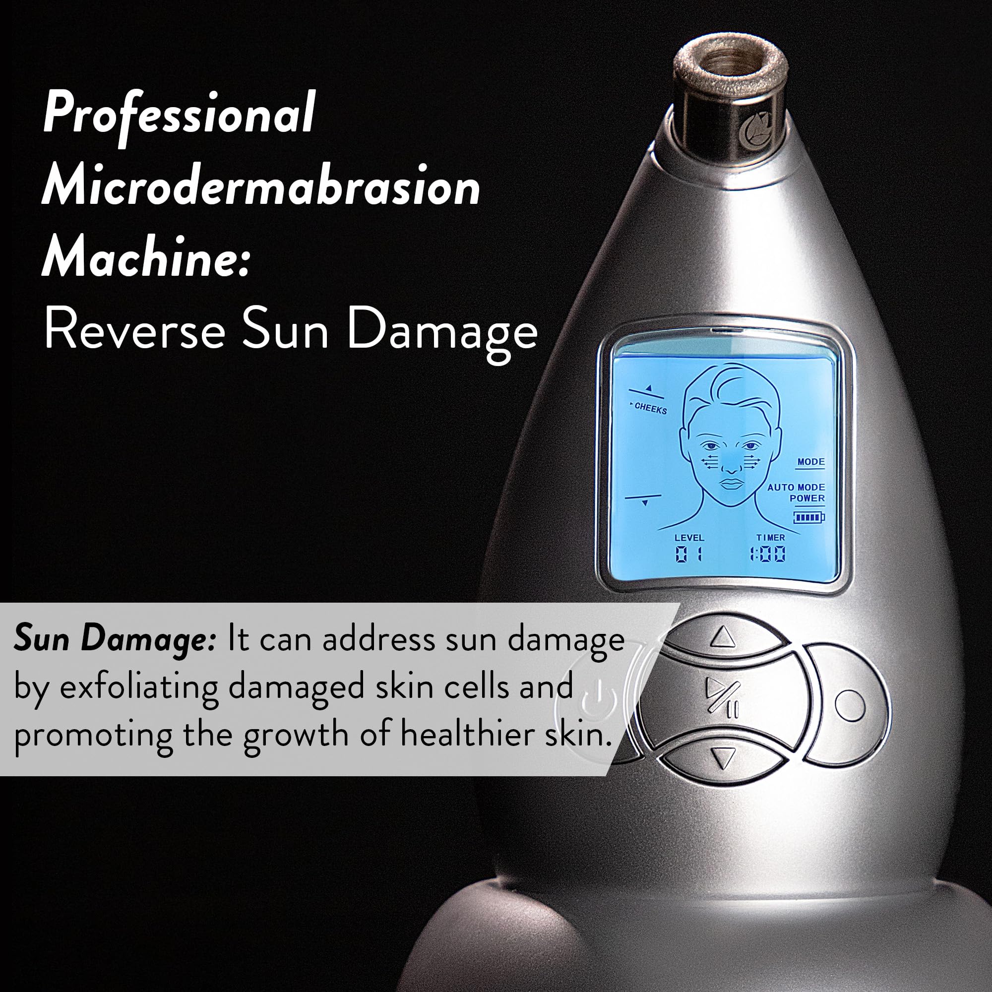 Microderm GLO pores and radiance focus closeup.