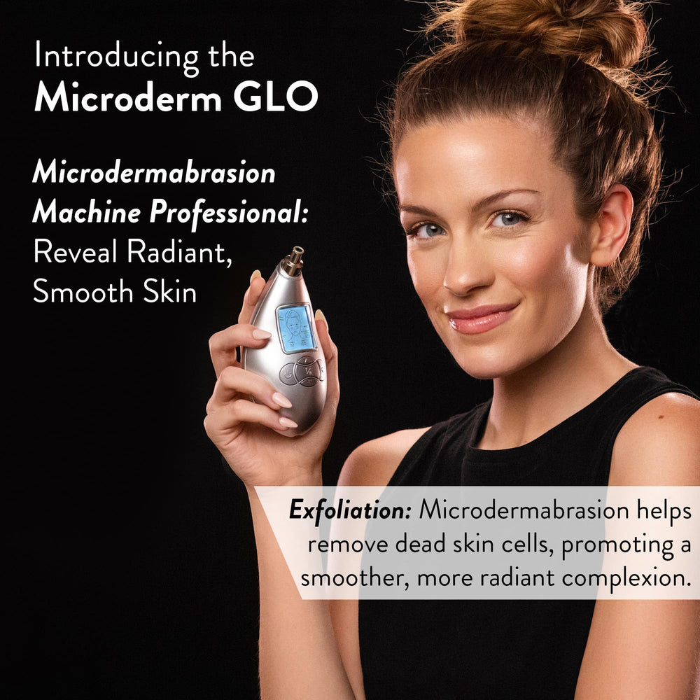 Microderm GLO suction wand closeup for safe at‑home dermabrasion.