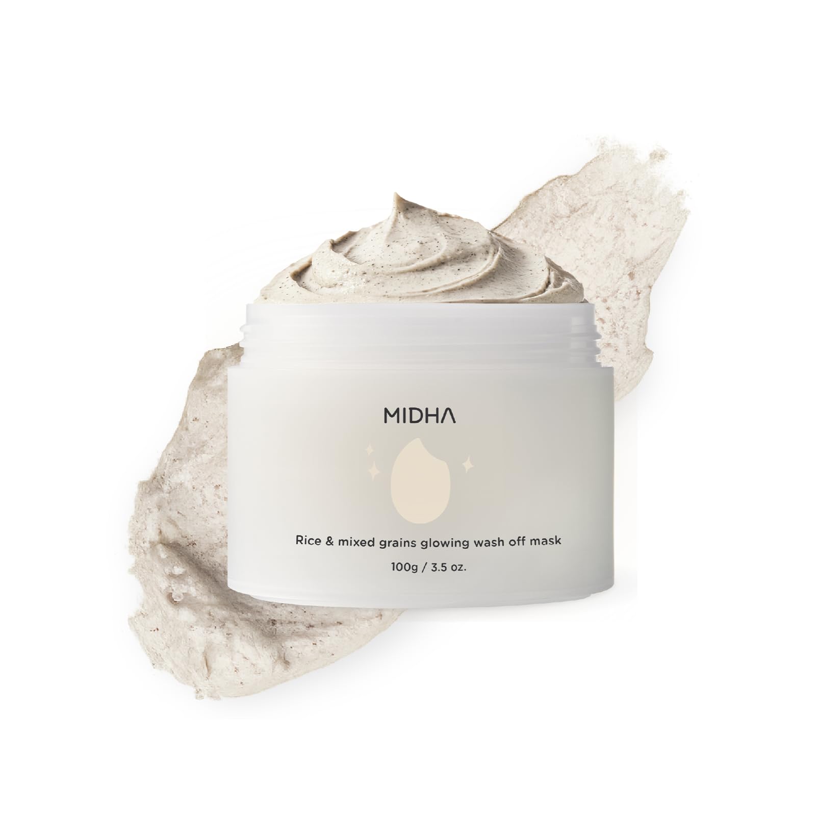 Midha Glow Mask bottle pour shows easy application and calming scent.
