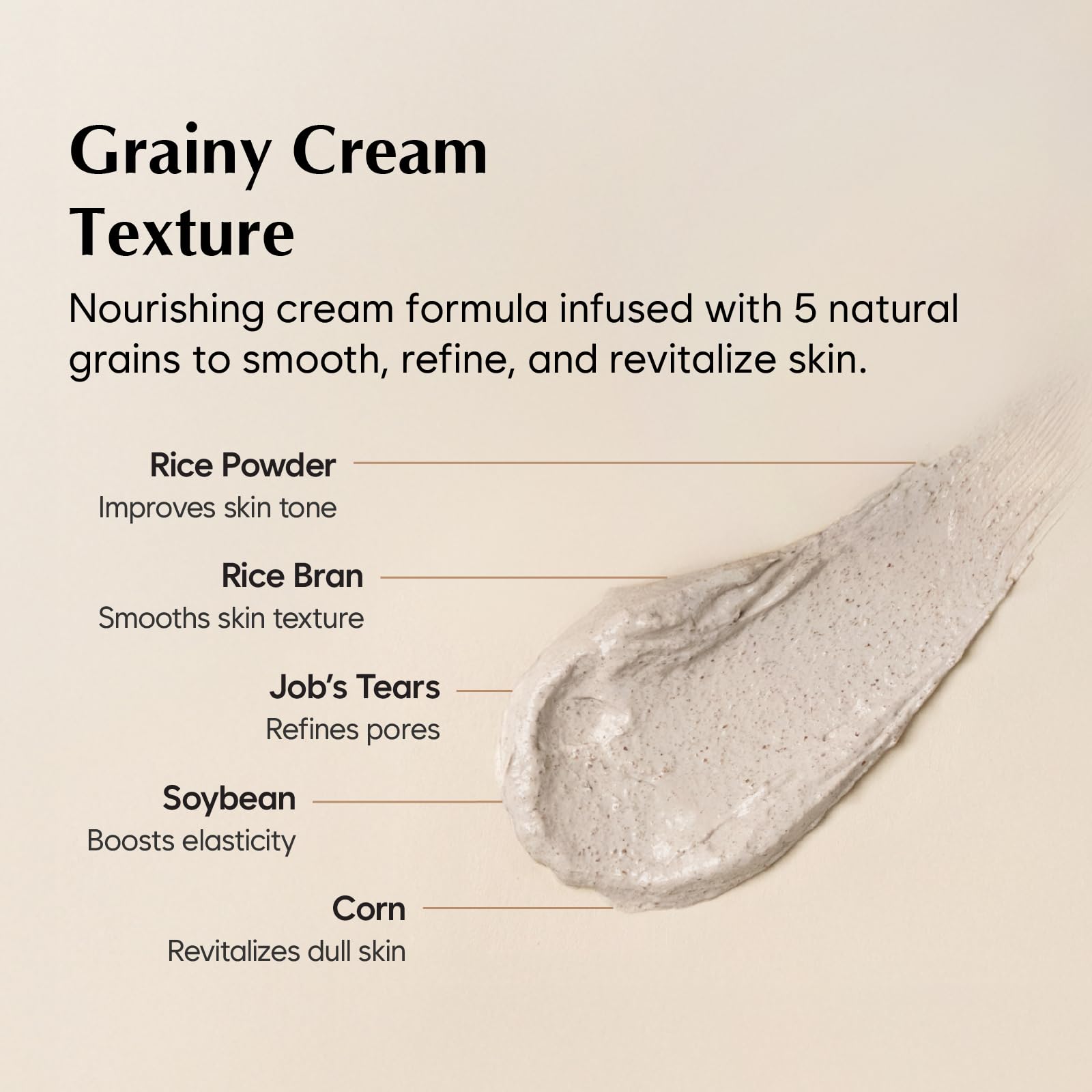Midha Glow Mask grain particles reveal nourishing grain blend for gentle exfoliation.