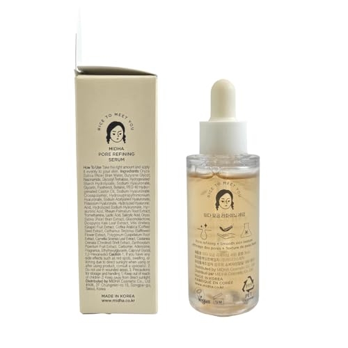 Close-up texture of MIDHA serum reveals smooth skin surface after application.