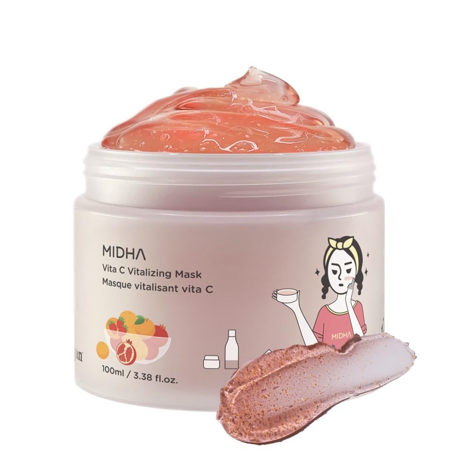 MIDHA Vita C Vitalizing Mask with premium rice for nourished, vibrant skin.