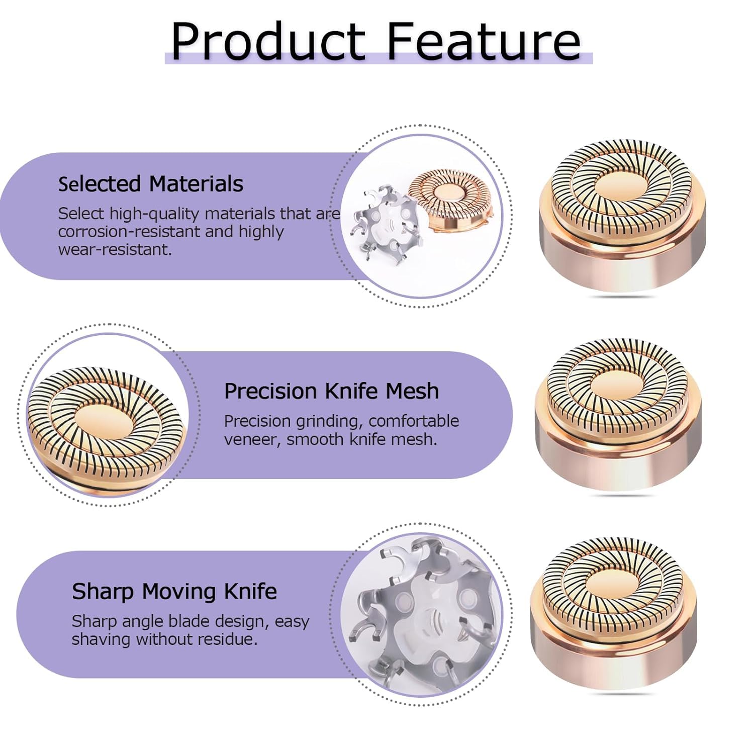 Midnt 18K gold-plated hypoallergenic heads offer skin-friendly replacement.