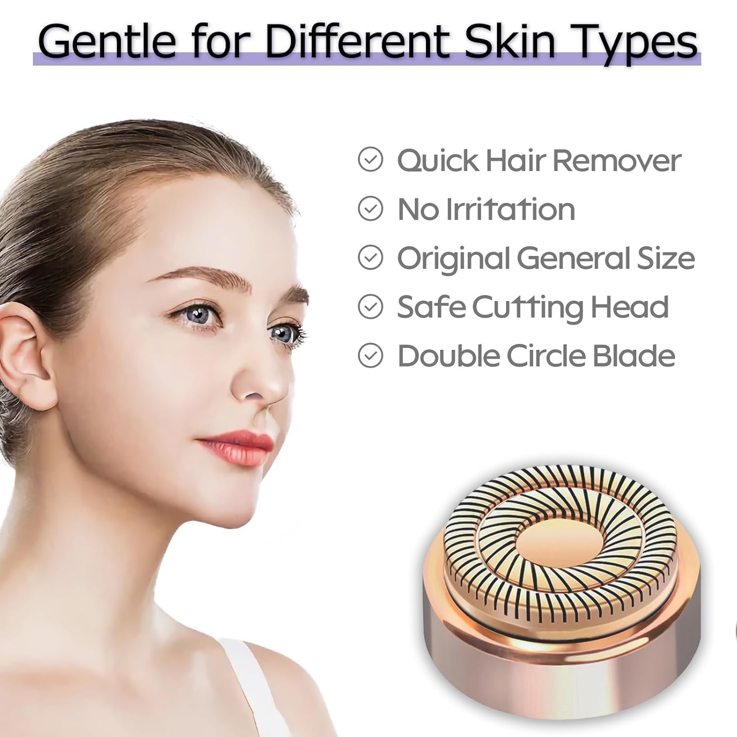 Midnt six-head packaging with cleaning brush for multitask facial grooming.
