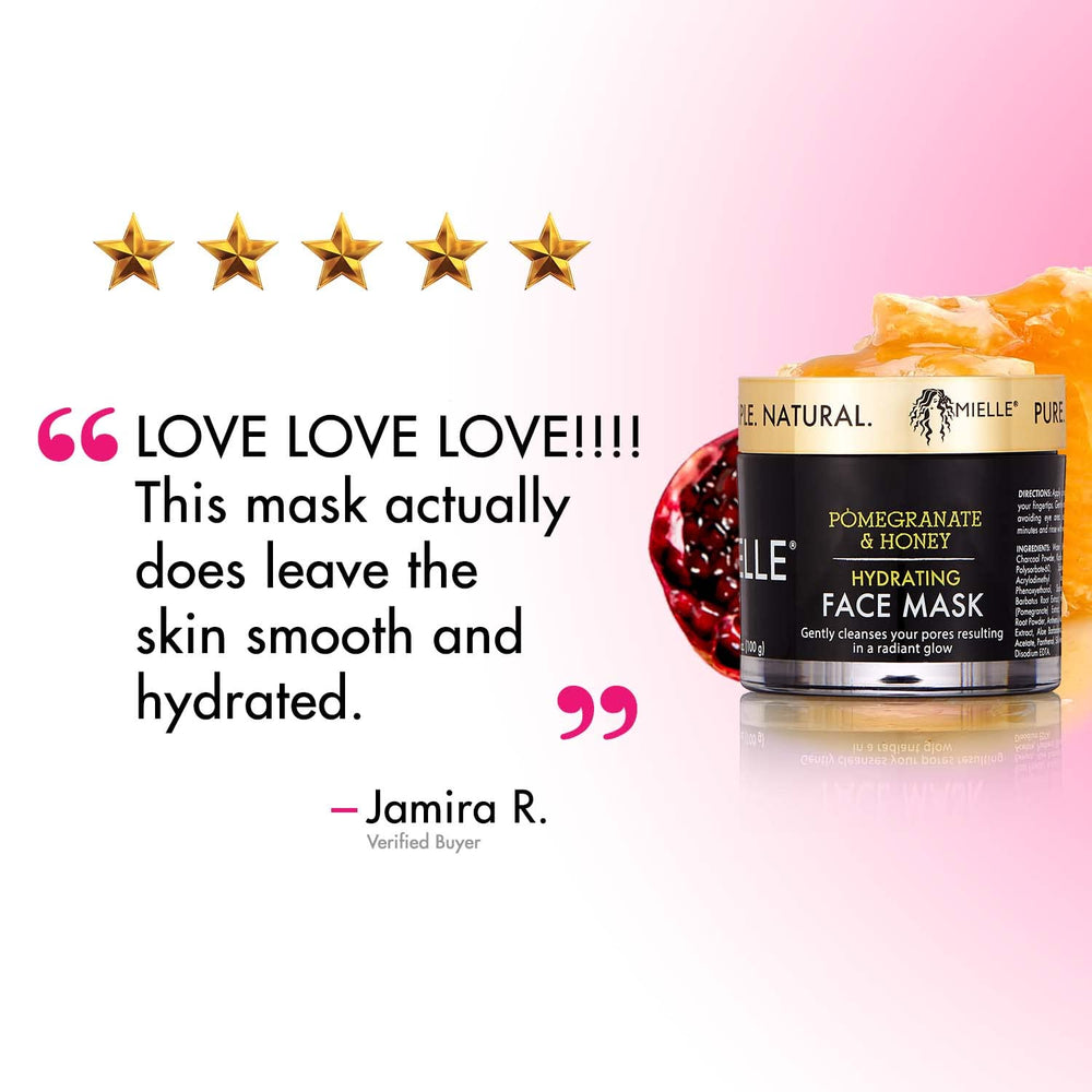 Mielle Pomegranate and Honey mask charcoal supports pore cleansing with a refreshing feel.