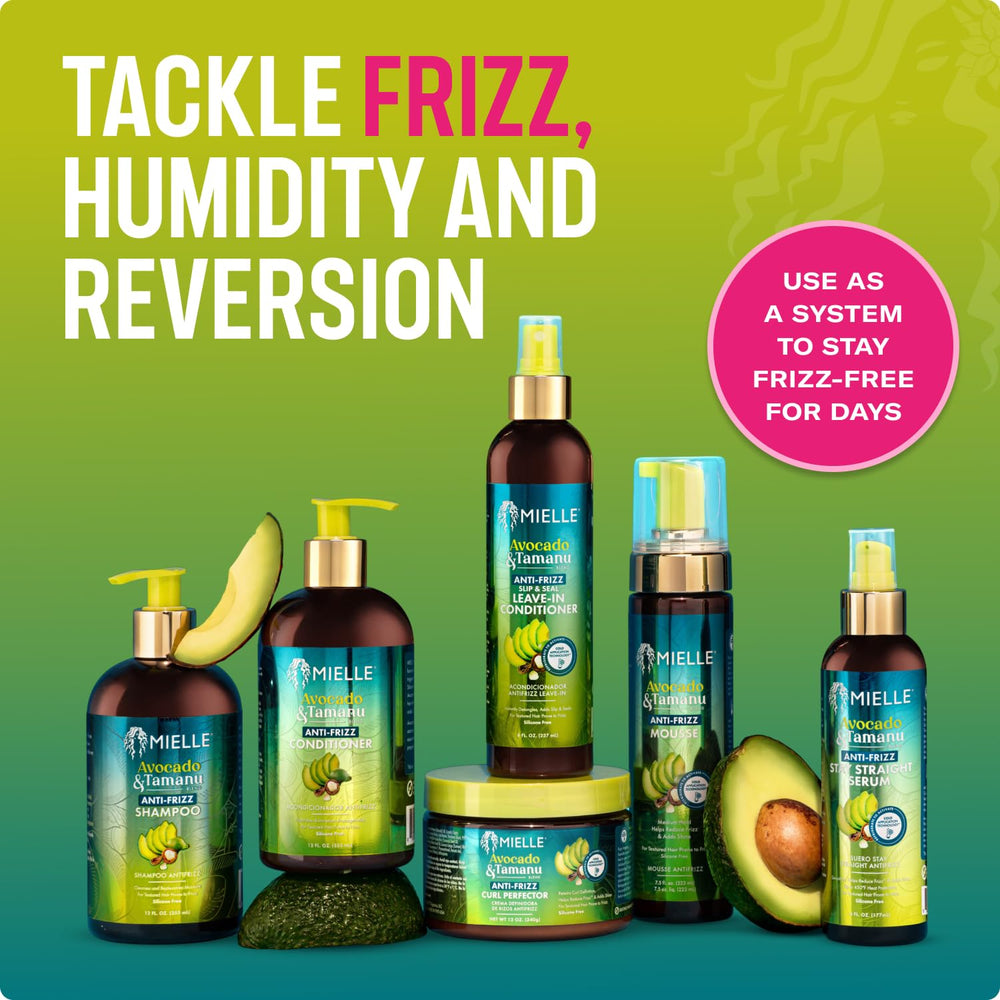 Chilled Mielle Organics Avocado and Tamanu Conditioner bottle for extra smoothness.