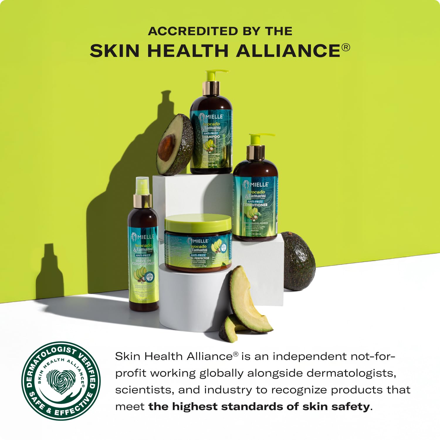 Mielle Organics Avocado and Tamanu Conditioner label featuring avocado and tamanu oils.