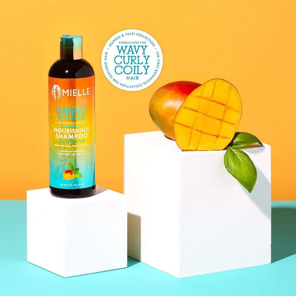 Miele Organics Mango & Tulsi Shampoo hair waves look smoother and more hydrated.