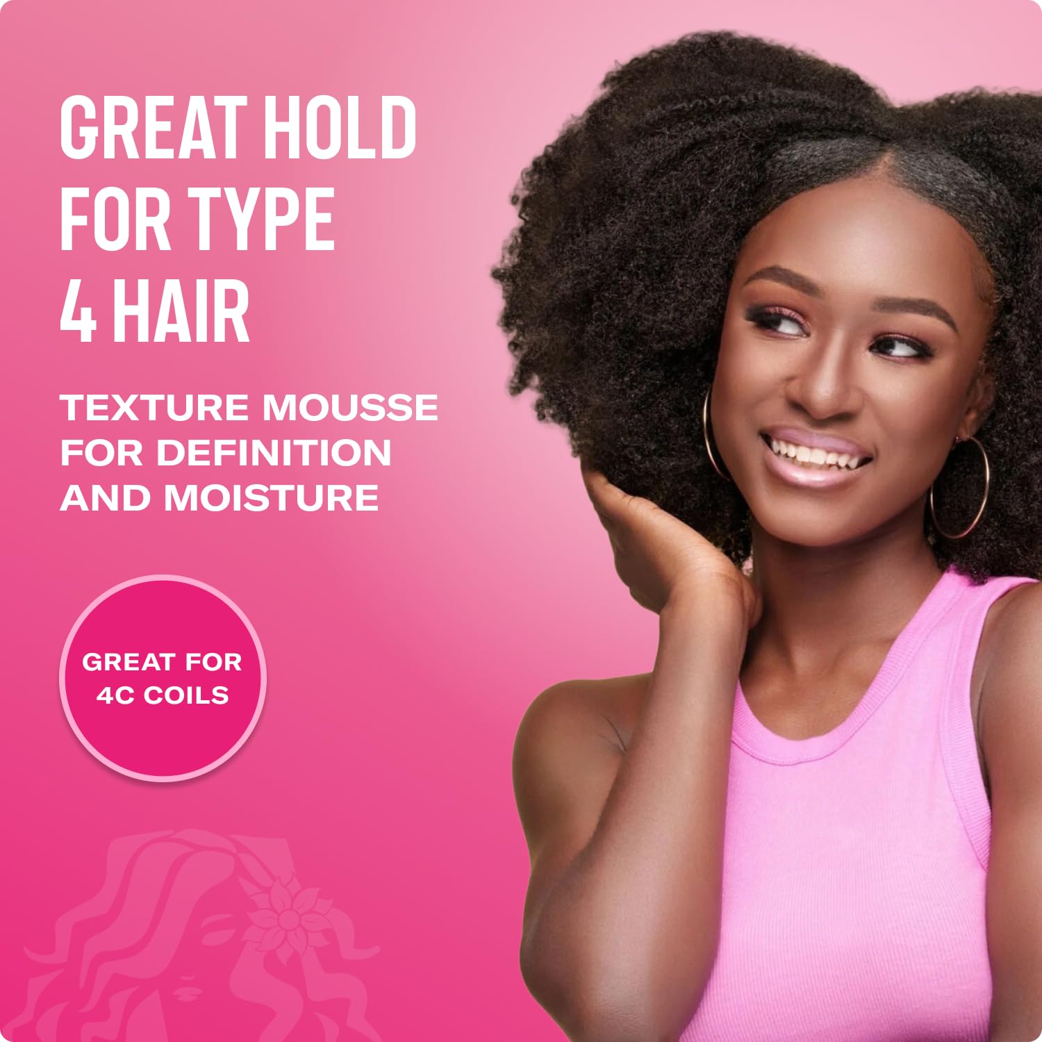 Close-up of the mousse pump dispensing lightweight control for defined curls.